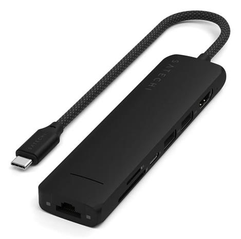 Satechi 7-i-1 USB-C Slim Multiport Adapter med Ethernet - Svart