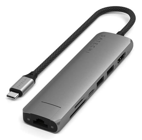 Satechi 7-i-1 USB-C Slim Multiport Adapter med Ethernet - rymdgrå