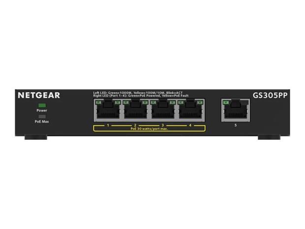 Netgear GS305PP 5-Port Gigabit PoE+ Unmanaged Switch 83W