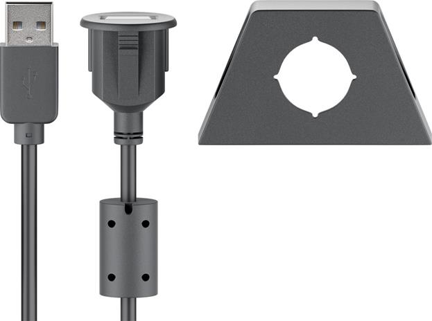 Pro USB 2.0 Hi-Speed extension cable with mounting bracket black