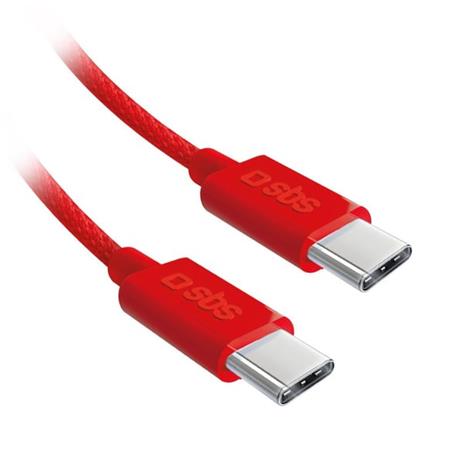 SBS TECABLETISSUETCCR USB-C - USB-C 1.5m 60W Braided Cable - Red