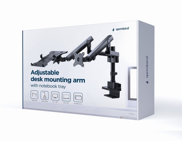 Gembird MA-DA3-02 mounting kit - adjustable arm - for monitor / notebook