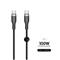 FIXED METAL 100W USB-C/C punottu kaapeli 1.2m Musta – kuva 2
