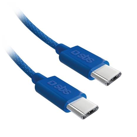 SBS TECABLETISSUETCCB USB-C - USB-C 1.5m 60W braided cable - blue