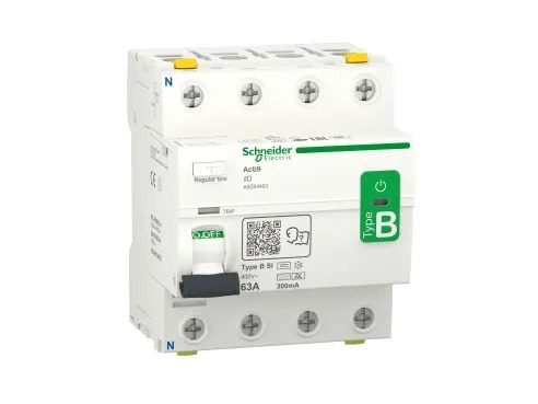 Schneider Electric Acti9 rccb earth leakage protection 4p 63a 300ma b-class-si super immun ac/dc for inst with 3p speed drive and inverter due to dc current