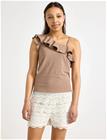 Lindex Top In Slub Jersey With One Shoulder Design - Brown - 170