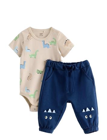 Lindex Set With Bodysuit And Joggers - Beige - 86