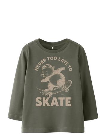 name it Nmmbertram Ls Nreg Top - Khaki green - 116