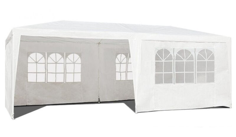 Kaupallinen puutarhapaviljonki teltta 3x6 m 6 seinät valkoinen MultiGarden