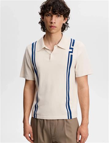J. Lindeberg Rylan Stripe Knit Golf Polo - Cream - XXL