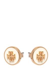 Tory Burch Icon Enamel Stud Earrings - Cream - ONE SIZE
