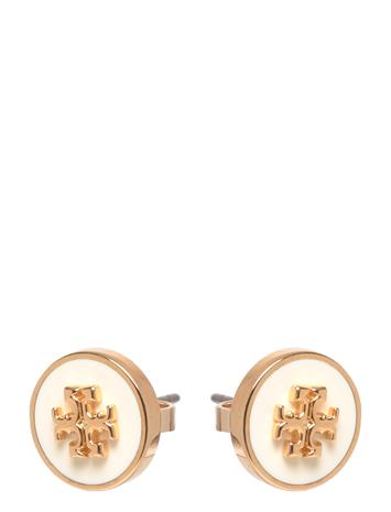 Tory Burch Icon Enamel Stud Earrings - Cream - ONE SIZE