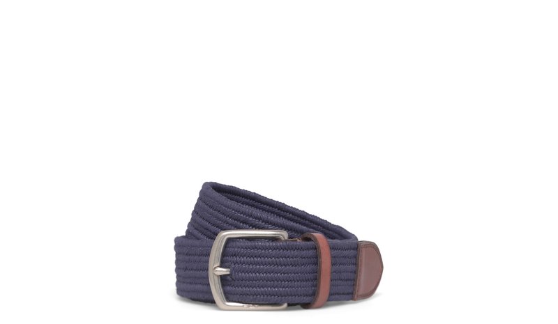 Ralph Lauren Golf Leather-Trim Webbed Belt - Navy - 42