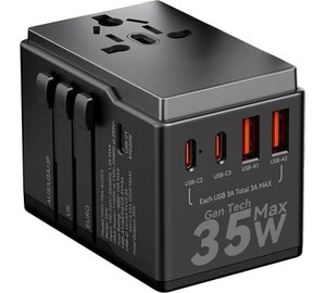 Dudao A35 Universal Travel Adapter Black
