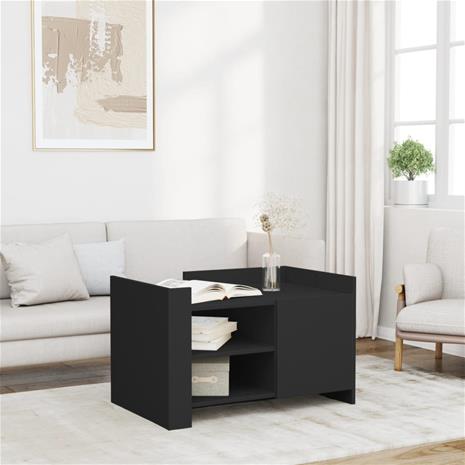 vidaXL Sohvapöytä musta 80x50x50 cm tekninen puu – kuva 2/4