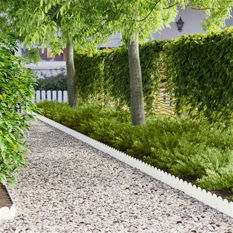 vidaXL Nurmireunus 30 pcs 103 x 15 cm Teräs valkoinen