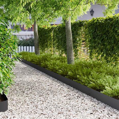 vidaXL Nurmireunus 30 pcs 100 x 20 cm Teräs Musta