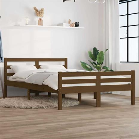 vidaXL Sängynrunko hunajanruskea täysi puu 120x190 cm Small Double