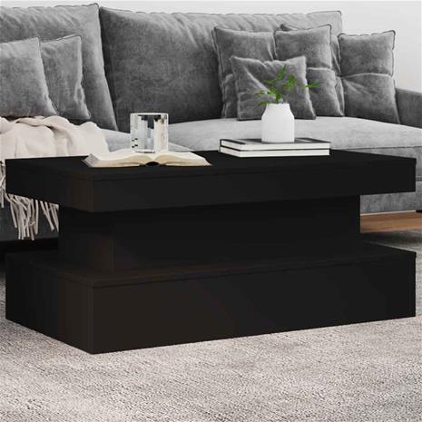 vidaXL Sohvapöytä LED-valoilla musta 90x50x40 cm – kuva 4/4