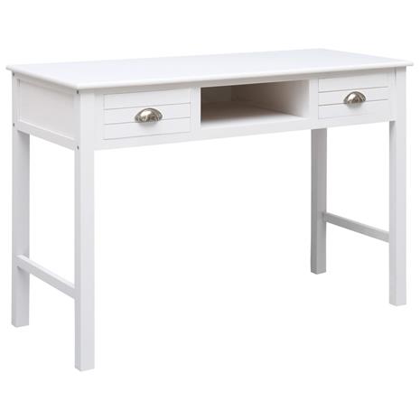 vidaXL Kirjoituspöytä valkoinen 110x45x76 cm puinen, Työpöydät