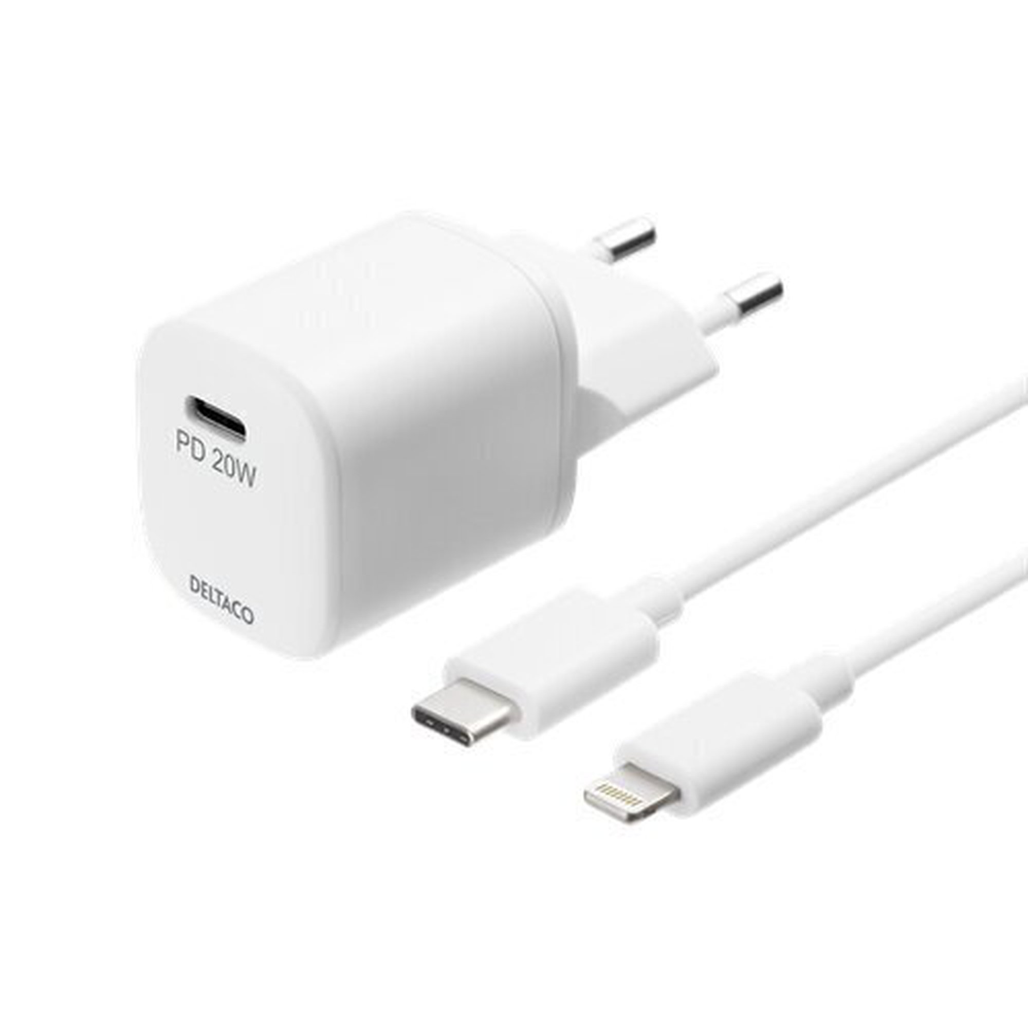 DELTACO USBC-AC141, USB-C, Lightning, 3A