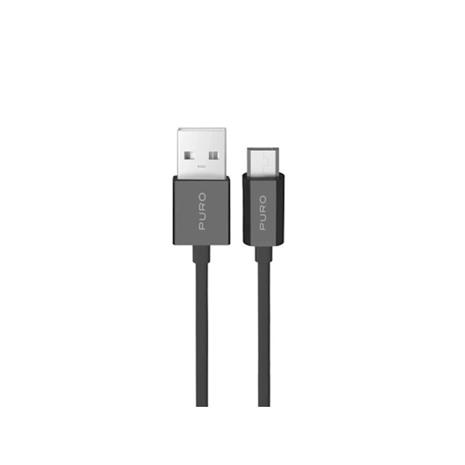 Puro 12W TPE USB-A Cable - microUSB 2m - Black