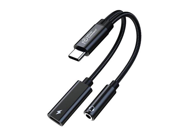 MICROCONNECT USB-C to USB-C PD and Audio -adapteri, 13cm, Hopea