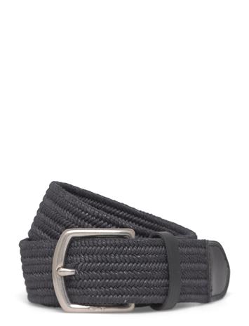 Ralph Lauren Golf Leather-Trim Webbed Belt - Navy - 42