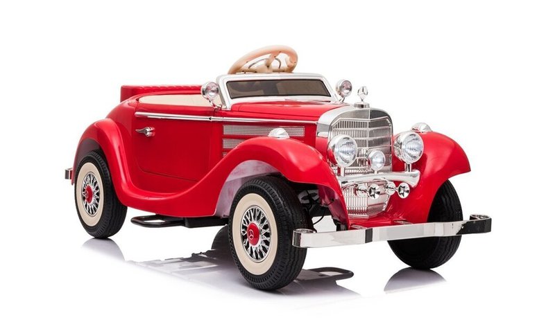 Kaksipaikkainen lasten sähköauto Retro Mercedes 540K, punainen
