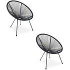 2 kpl ulkotuolien setti Acapulco Brasil, 84x71x45 cm, musta