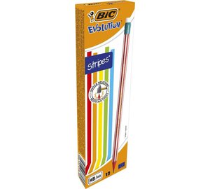 Bic Evolution Hb kynät pyyhekumilla, 12 kpl, värilliset