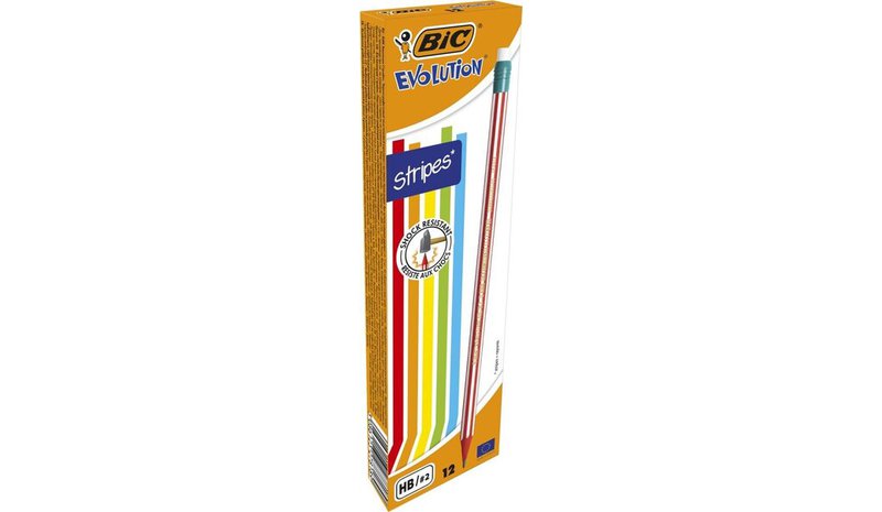 Bic Evolution Hb kynät pyyhekumilla, 12 kpl, värilliset