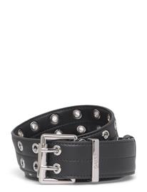 Ganni Double Eyelet Belt - Black - M/L
