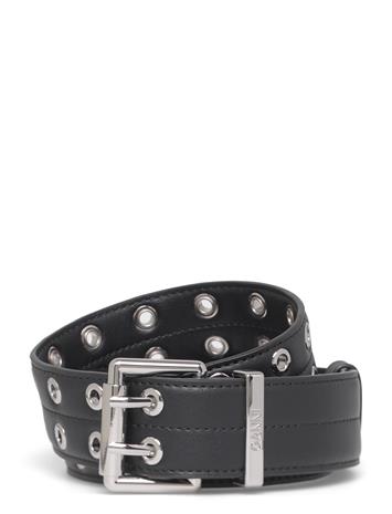 Ganni Double Eyelet Belt - Black - M/L