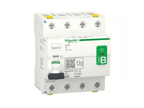 Schneider Electric Acti9 rccb earth leakage protection 4p 63a 300ma b-class-si super immun ac/dc for inst with 3p speed drive and inverter due to dc current