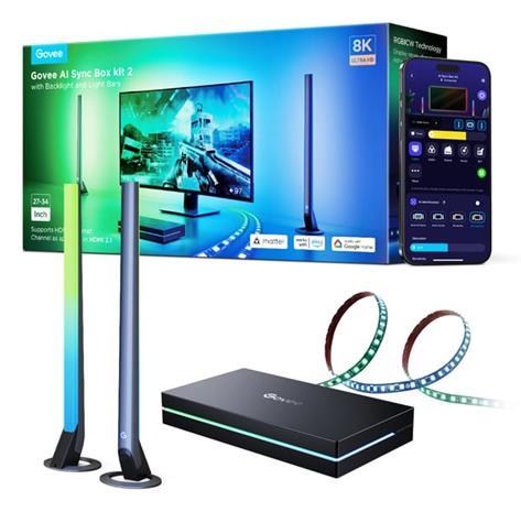 Govee - AI Sync Box Kit 2 ä„lykäs PC-valaistussetti 27-34"" + LED-paneelit Wi-Fi