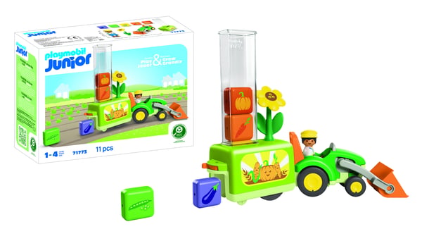 Playmobil - Junior: Tractor with Load and Drop Planter (71773)