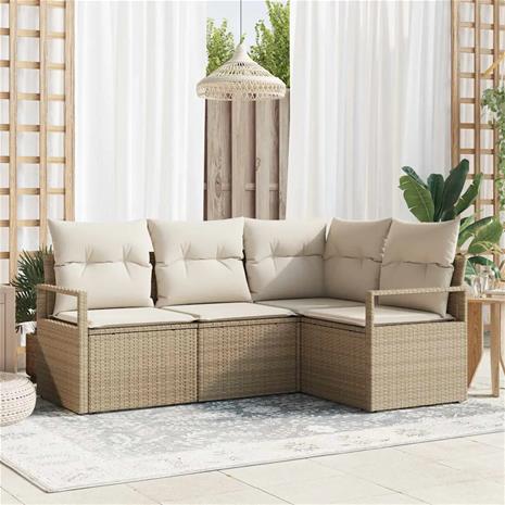 vidaXL Sohvasetti 4 pcs Beige polyrottinki