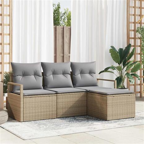vidaXL Sohvasetti 4 pcs Beige polyrottinki