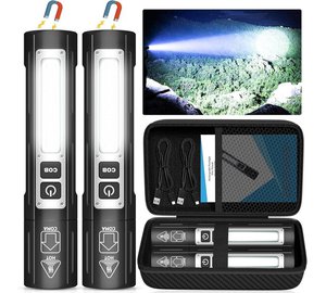 Ladettava taskulamppu, LED, 8 tilaa, magneettinen, 1500 m, 2 kpl