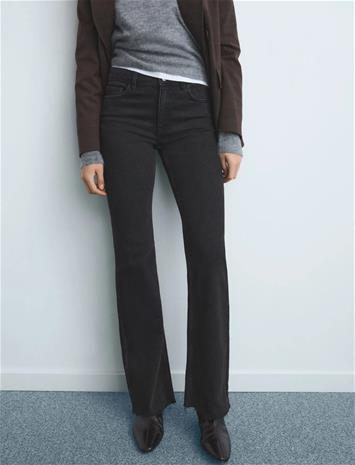 Mango Fiona Flared Mid-Rise Jeans - Black - 36
