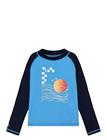 Color Kids T-Shirt L/S W. Chest Print - Blue - 152