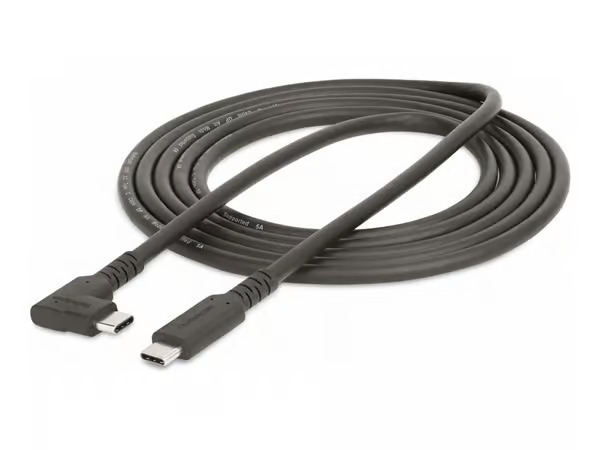 StarTech.com 6ft (2m) Rugged Right Angle USB-C Cable USB 3.2 Gen 1 (5 Gbps) USB C to C Data Transfer Cable 4K 60Hz DP Alt Mode 100W Power Delivery