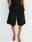 Mango Straight Linen Bermuda Shorts - Black - 40