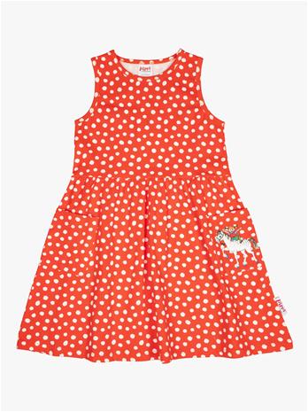 Peppi Pitkätossu Pilkullinen Mekko, Punainen, 98