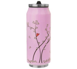 Purkkilämpömuki vaaleanpunainen Orion Heart 400 ml.