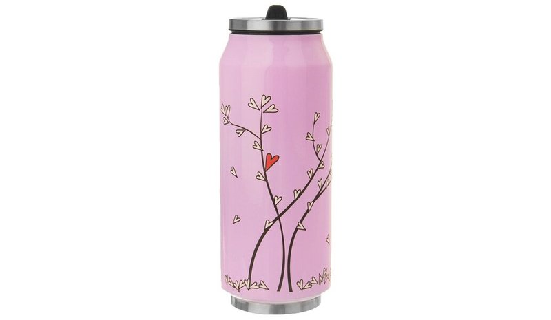 Purkkilämpömuki vaaleanpunainen Orion Heart 400 ml.