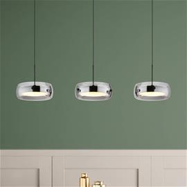 Livion-LED-riippuvalaisin, savuharmaa/musta, lasi, 85 cm