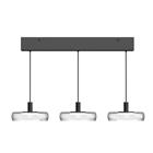 LED-riippuvalaisin FLOAT, kirkas/musta, 3-lamppuinen, 68 cm, lasi/metalli