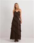 Vero Moda - Ruskea - Vmmarjorie Sl Flounce Maxi Dress Ex